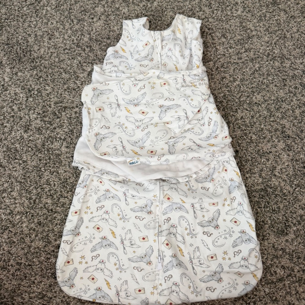 HALO SleepSack Swaddle Harry Potter Hedwig Owl White Small 3-6 Months Cotton